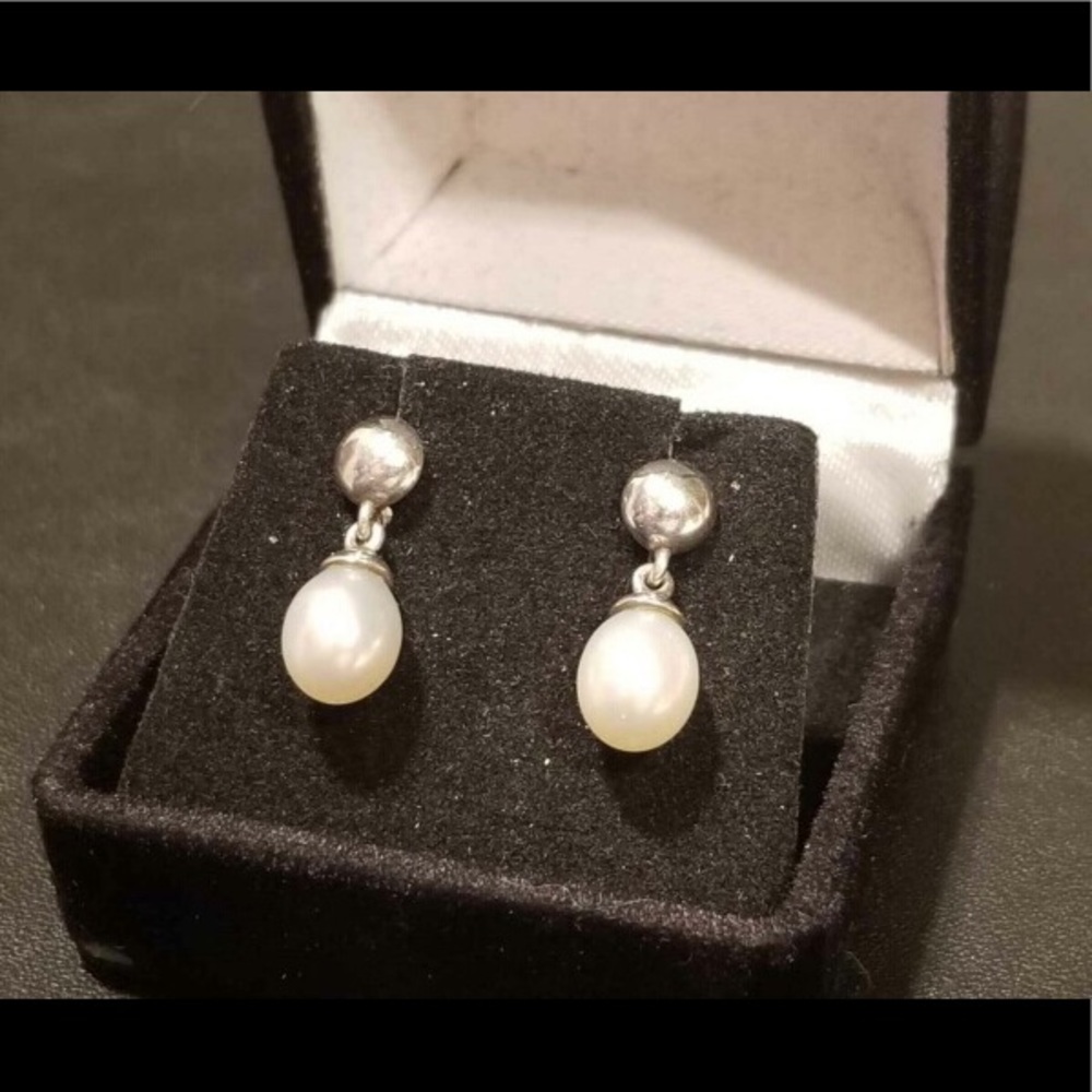 James Avery Pearl and Silver Earrings